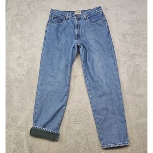 LL Bean Mens Relaxed Fit Fleece Lined Jeans Blue Denim 162344 36x34 Medium Wash